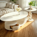Table basse moderne avec plateau en pierre blanche anti-rayures