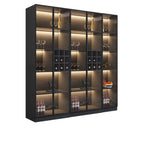 Meuble de rangement à vin minimaliste en bois noir avec porte vitrée