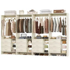 Besiost Set of 4 Closet Organizer with Wooden Drawers and Hanging Rods