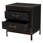 Table d'appoint/Malle de rangement en toile effet vieilli Laura