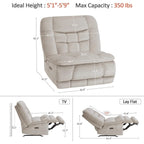 MCombo Fauteuil inclinable électrique sans accoudoirs surdimensionné à double moteur, inclinable Zeroarms parfait pour le salon en tissu PR607