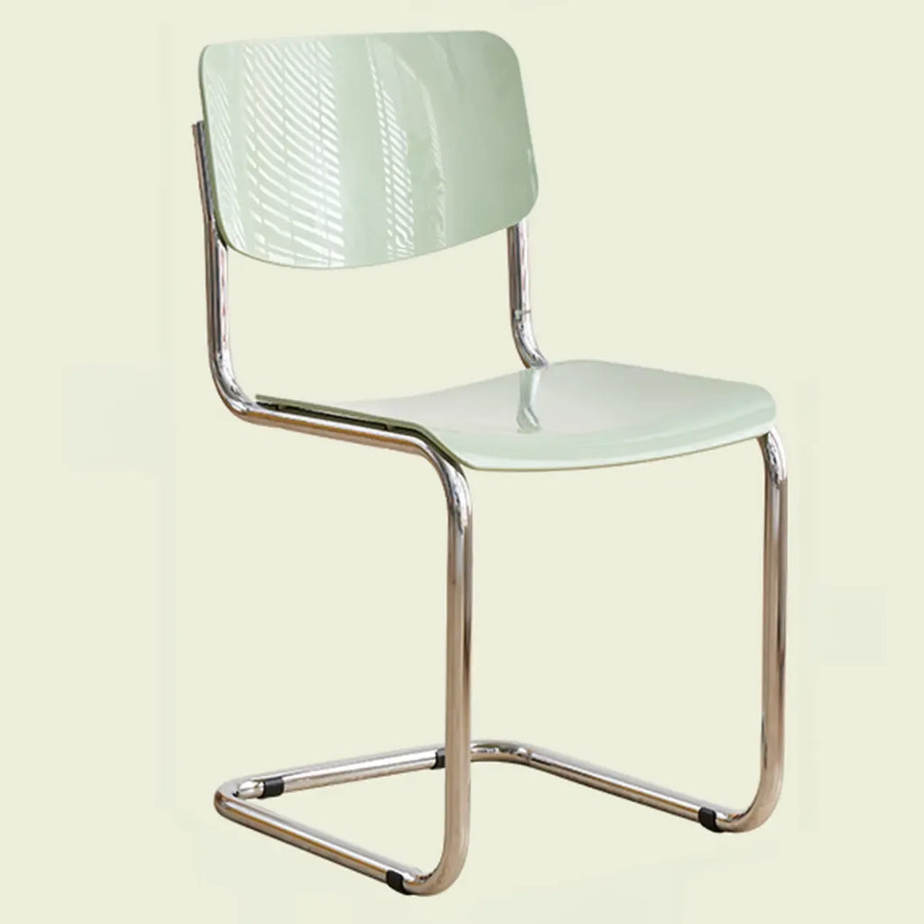 Simple Metal Armless Dining Chair in Yellow Solid Back