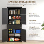 72 Kitchen Pantry Storage Cabinet, Traditional Freestanding Cabinet with 4 Doors and 3 Adjustable Shelves, Large Central Drawer