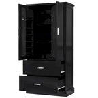 Tall Bathroom Storage Cabinet, Cabinet with Two Doors and Drawers, Adjustable Shelf, MDF Board