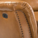 Genuine Leather Power Recliner with USB Port – Wingback Nailhead Set of 2