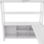 Letto a soppalco in metallo Off-White con scrivania e armadio - Matrimoniale