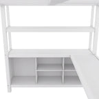 Letto a soppalco in metallo Off-White con scrivania e armadio - Matrimoniale