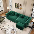 Whisen Velvet 3-in-1 King Size Pull-Out Sofa Bed & Convertible Sleeper Sofa with Movable Ottoman, Tufted Design