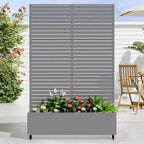 MAYEERTY Planter Box with Trellis Iron Gray Louvered Classic Style 72x35x16in 3-Piece Set