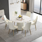 53 Round Dining Table for 6 with Sintered Stone Tabletop and Lazy Susan