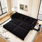 Whisen Velvet 3-in-1 King Size Pull-Out Sofa Bed & Convertible Sleeper Sofa with Movable Ottoman, Tufted Design