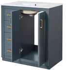 30 Single Sink Bathroom Vanity with Cabinet & 3 Drawers – Black / Blue / Green / Indigo / White