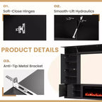 EROMMY 112Large Wall Unit Entertainment Center With Fireplace And LED Lights