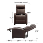 Fauteuil inclinable à dossier basculant en similicuir, marron / noir / gris / kaki / rouge / beige, simple