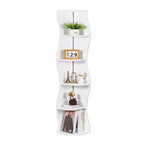 VECELO 5-Tier Wave Corner Shelf, Tall Vertical Storage Display Shelf for Small Spaces & Living Room, White