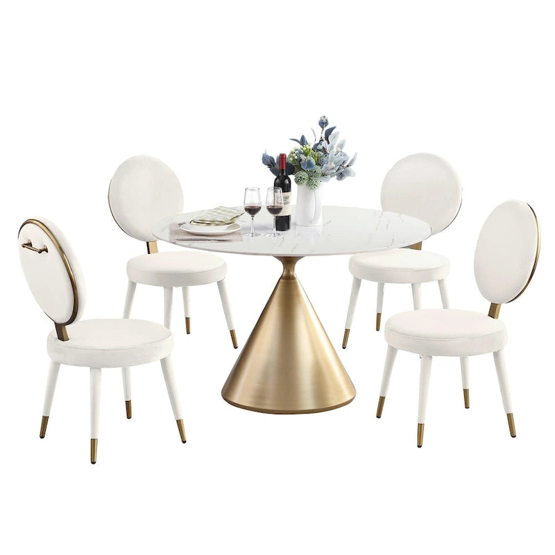 Morden Fort Set da pranzo rotondo moderno di lusso da 5 pezzi con tavolo e sedie