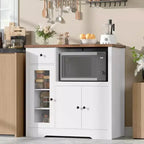 Kitchen Microwave Cabinets with Storage,with 3 Doors,1 Drawer and Adjustable Shelves, Pantry Storage Cabinet