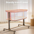 Baby Bassinet with Wheels – Beige / Gray / Pink, Bedside Sleeper, for 1 Baby