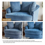 Fauteuil pivotant rond surdimensionné en velours côtelé avec accoudoirs encastrés 43 W