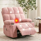 Oversized Recliner Chair for Adults, Manual Swivel Rocker Sofa, Side Pockets & Cup Holders for Big and Tall Persons, Living Room