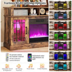 TV Stand with Electric Fireplace LED Lights Remote Controls