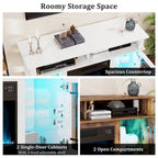 TV Stand with Electric Fireplace LED Lights Remote Controls