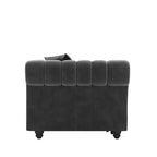 Whisen Velvet 3-in-1 King Size Pull-Out Sofa Bed & Convertible Sleeper Sofa with Movable Ottoman, Tufted Design