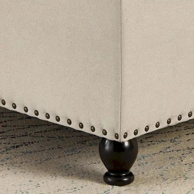 Large Square Storage Ottoman with Wooden Legs
