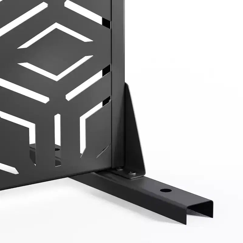 3-Panel Room Divider Screen with Geometric Pattern – Black Galvanized Steel