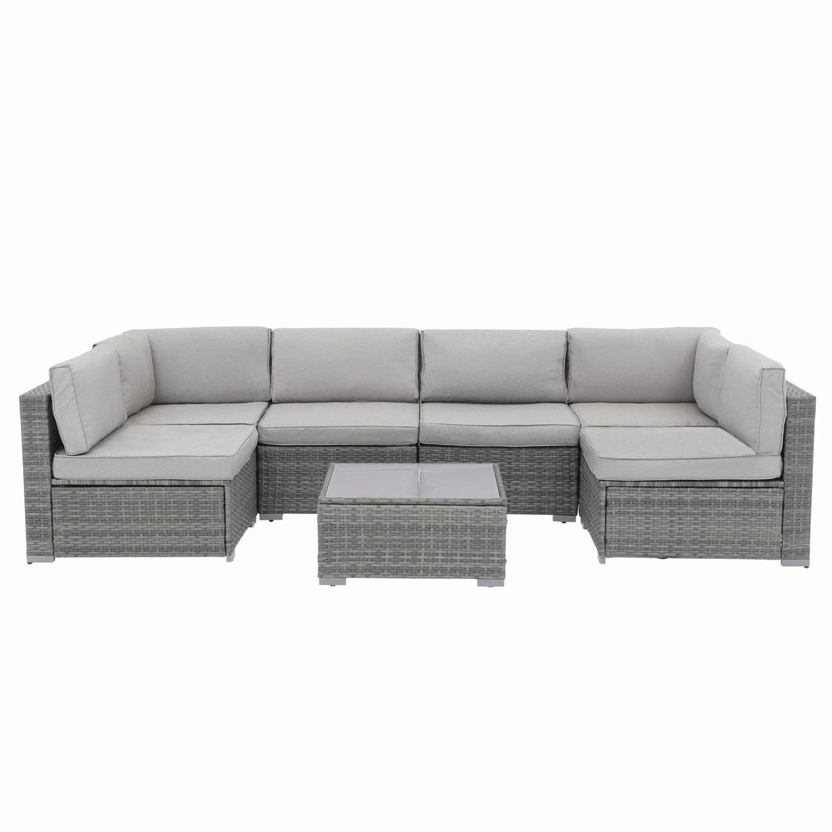 Wicker/ Steel 7-piece Outdoor Cushioned Sectional Sofa Set