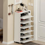 Meuble à chaussures miroir avec 6 tiroirs à abattant, organisateur de rangement pour une grande quantité de chaussures, 4 pieds en métal, porte à abattant à ouverture manuelle.