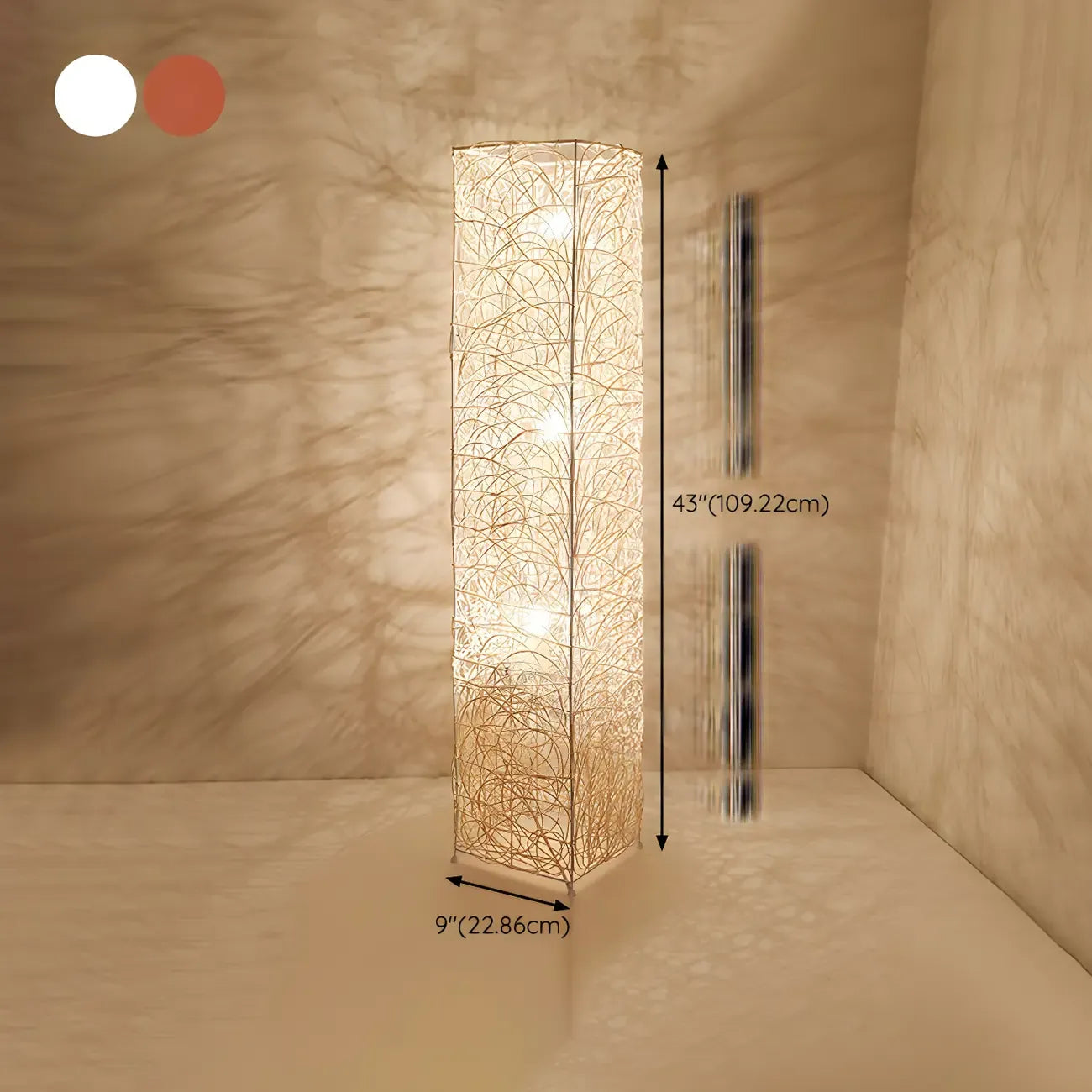 Plug In Column LED Rattan Floor Lamp for Living Room