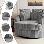 Fauteuil pivotant rond surdimensionné en velours côtelé avec accoudoirs encastrés 43 W
