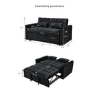 Causeuse moderne en velours avec dossier inclinable et poches, 2 places – Gris foncé / Gris clair / Bleu / Noir