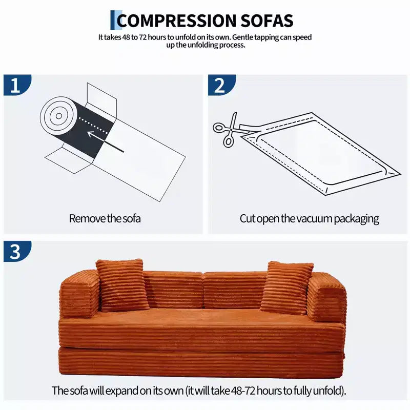 80.7 5-in-1 Convertible Sleeper Sofa Bed – Corduroy, 1200 lbs, No Assembly