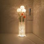 Plug In Column LED Rattan Floor Lamp for Living Room