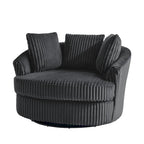 Fauteuil pivotant rond surdimensionné en velours côtelé avec accoudoirs encastrés 43 W