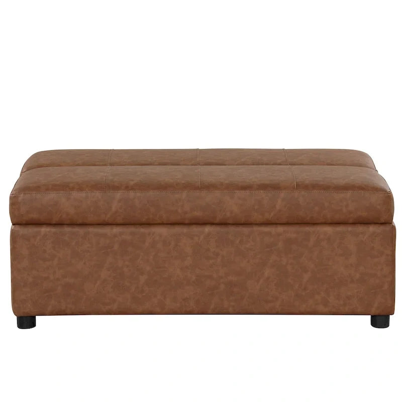 Twin Size Folding Pull out Ottoman Sleeper Bed with Mattress Convertible Guest Bed, PU Upholstered Sleeper Sofa