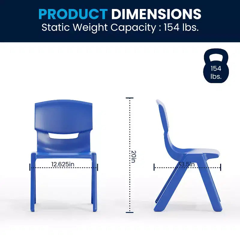 Emma and Oliver 23.625W x 47.25L Rectangular Plastic Height Adjustable Activity Table Set with 6 Chairs