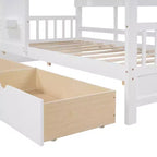 Twin/Full Size Wooden House Bed with 2 Drawers, Kids Bed with Storage Shelf - ModernLuxe