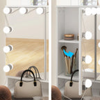 Makeup Vanity w/Tri-Fold Mirror Certified Lighting Glass Top Dresser