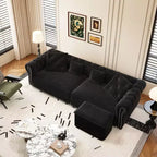 Whisen Velvet 3-in-1 King Size Pull-Out Sofa Bed & Convertible Sleeper Sofa with Movable Ottoman, Tufted Design