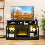 TV Stand with Electric Fireplace LED Lights Remote Controls