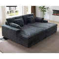 AMERLIFE 93 Double Chaise Lounge Sofa for Two, Deep Seat Cloud Couch with Lumbar Pillows & Wide Armrests, Easy Assembly, Faux Fur