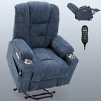 Fauteuil inclinable Power Lift avec massage et chaleur, fauteuils inclinables larges et rembourrés Lazy Boy avec ports USB, Type C et 2 porte-gobelets en acier