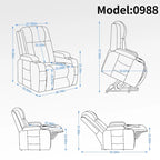 Power Lift Recliner Chair, Modern Single Motor Massage Sofa Chair with Lumbar Heating, USB Charging Port, Cup Holders