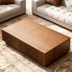 51.1 Mid-Century Modern Lift Top Coffee Table, Walnut Rectangular Center Table for Living Room