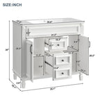 36'' Modern Bathroom Vanity with Top Sink and Mirror Cabinet,2 Doors and 2 Drawers