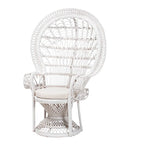 Modern Bohemian White Natural Rattan Peacock Chair