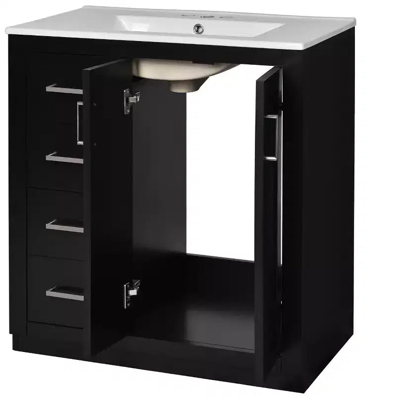 30 Single Sink Bathroom Vanity with Cabinet & 3 Drawers – Black / Blue / Green / Indigo / White